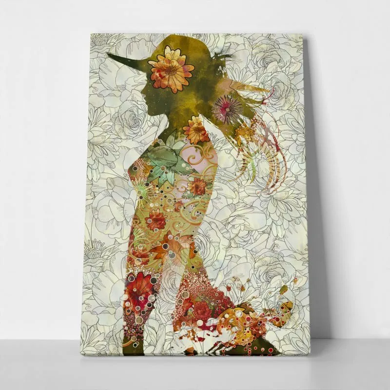 Πινακας σε καμβά WOMAN FLOWER HAT