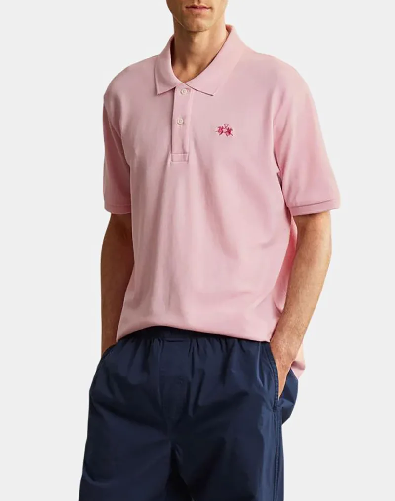 LA MARTINA ΜΠΛΟΥΖΑ POLO ΚΜ MAN POLO S/S SLEEVE COTTON PIQ 3LMBPMP11-05221 LightPink