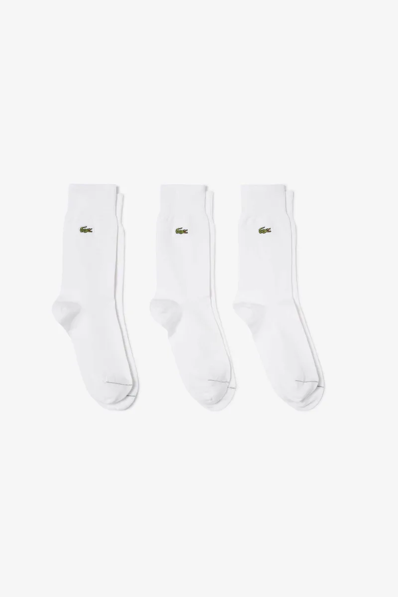 Lacoste σετ unisex μακριές κάλτσες με κεντημένο λογότυπο (3 ζευγάρια) - RA8142 Λευκό