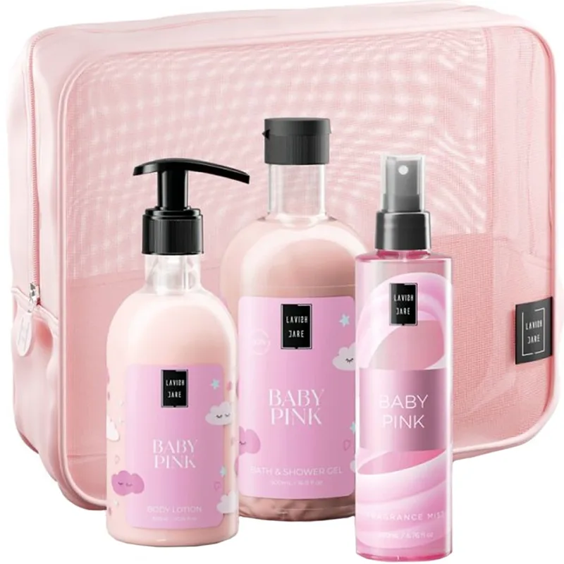 Lavish Care Promo Baby Ροζ Bath & Shower Gel 500ml & Body Lotion 300ml & Fragrance Mist 200ml & Νεσεσέρ 1 Τεμάχιο
