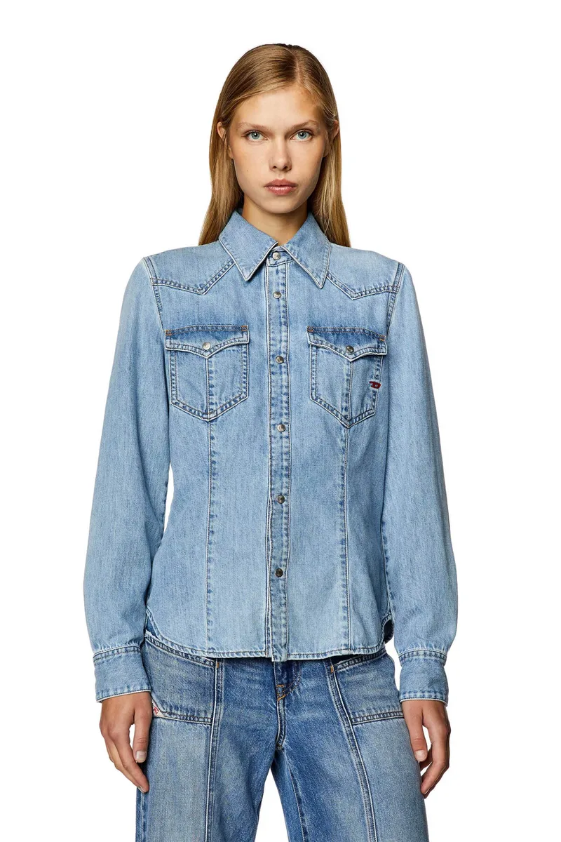 Diesel γυναικείο denim πουκάμισο Straight Fit "De-Waves" - S24A09966068KC Denim Blue Ανοιχτό