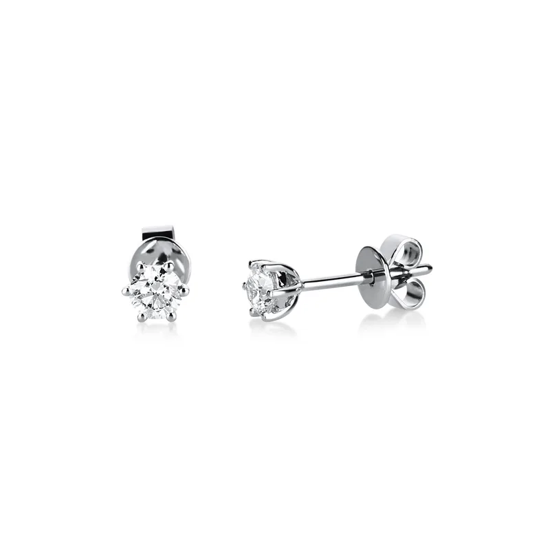 Diamond Group Σκουλαρίκια Μονόπετρα με Διαμάντια Brilliant από Λευκό Χρυσό 18 Καρατίων SK2174