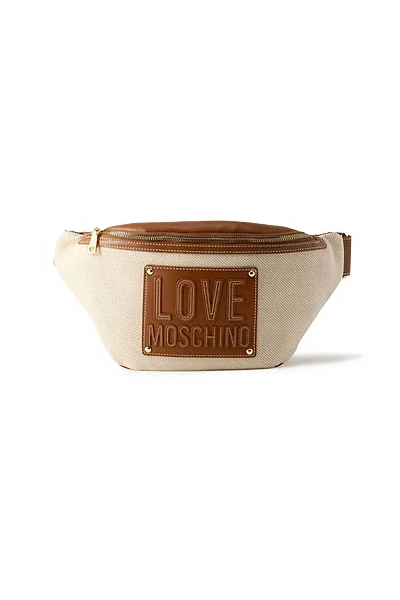 Love Moschino γυναικεία τσάντα μέσης με logo patch - JC4065PP1OLZ1 Μπεζ