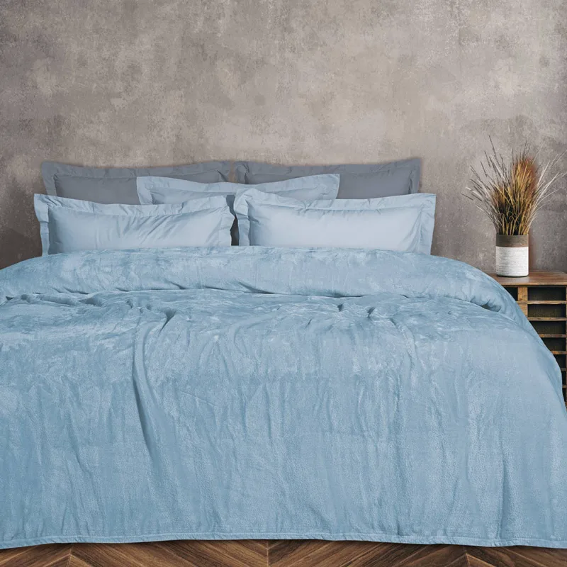 Κουβέρτα Fleece Υπέρδιπλη 220x240 Das Home Velour 1344 Light Blue 220x240