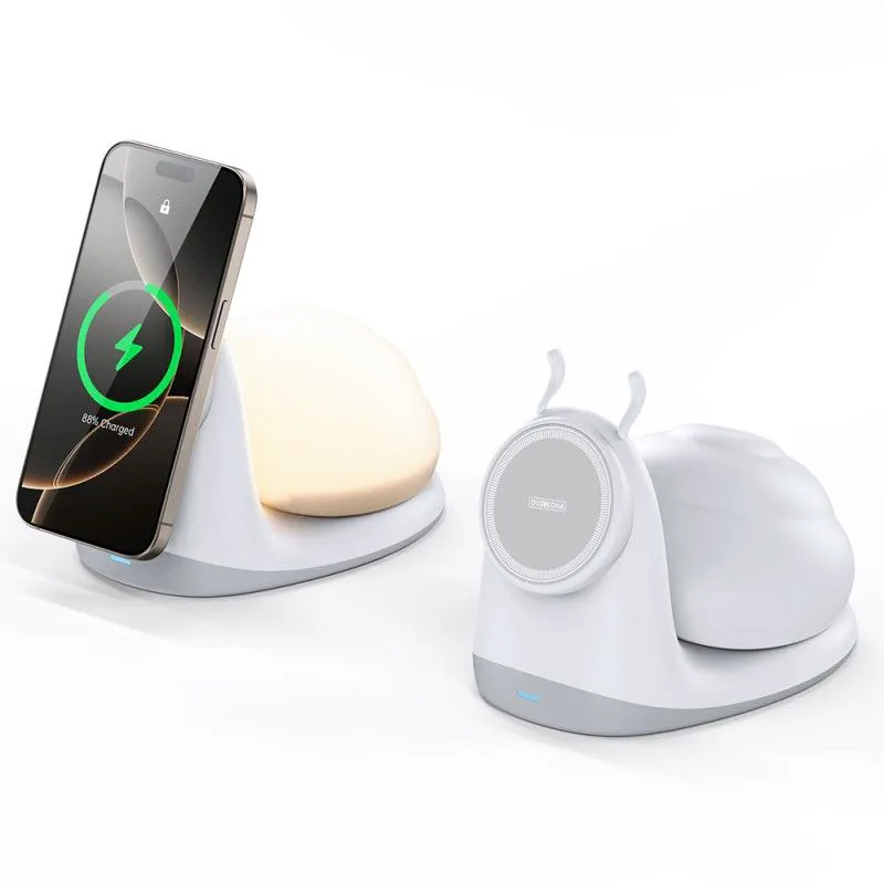 Duzzona 2in1 MagSafe Charging Station with Magnetic Detachable Night Light 15W White (W26)