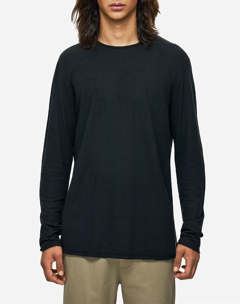 DIRTY LAUNDRY LINEN BLEND LONGSLEEVE DLML000177-BLACK Black