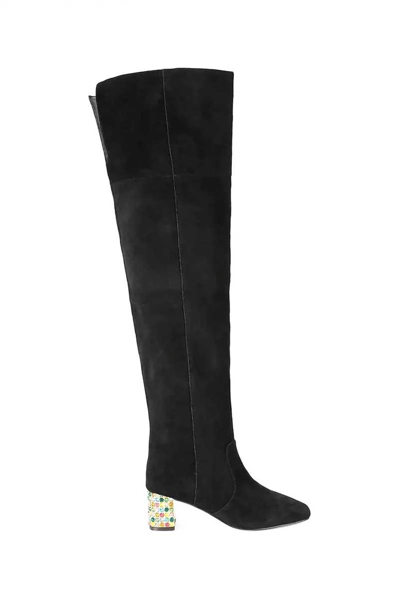 KURT GEIGER ΠΑΠΟΥΤΣΙΑ ΜΠΟΤΕΣ CHELSEA BLOCK OTK BOOT ΣΟΥΕΤ ΦΕΡΜΟΥΑΡ ΣΤΡΑΣ ΠΟΛΥΧΡΩΜΟ LOGO MAΥΡΟ