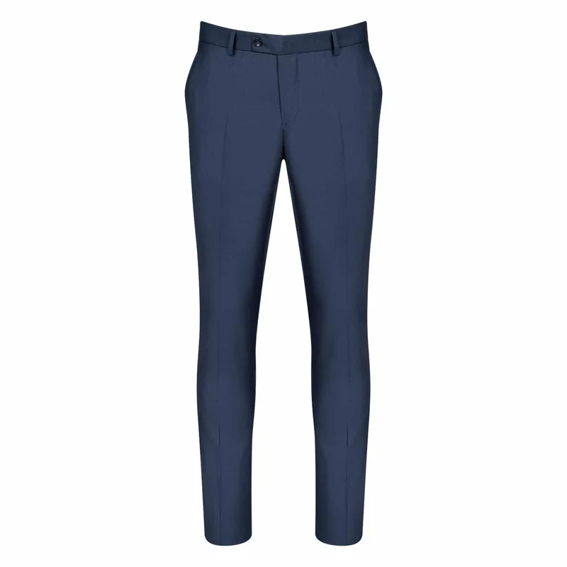 Prince Oliver Παντελόνι Υφασμάτινο Μπλε Ραφ 100% Wool Touch (Modern Fit)