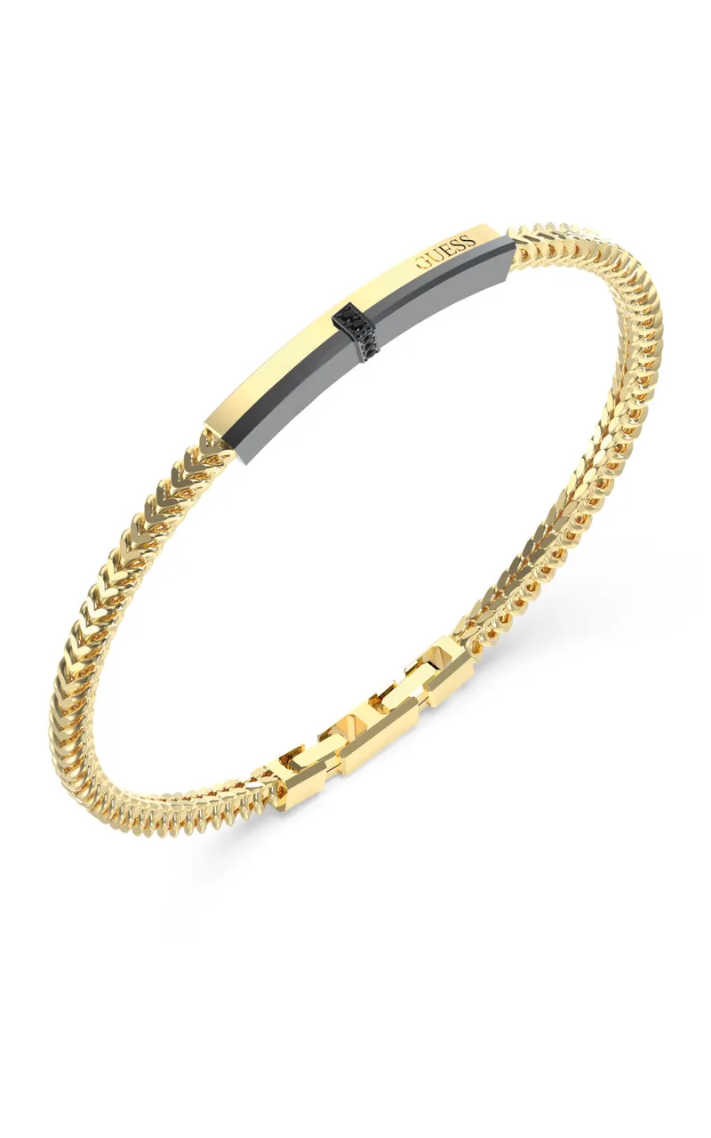 GUESS STEEL GUESS NOIR JUMB05105JWYGL Βραχιόλι Χρυσό Με Λογότυπο