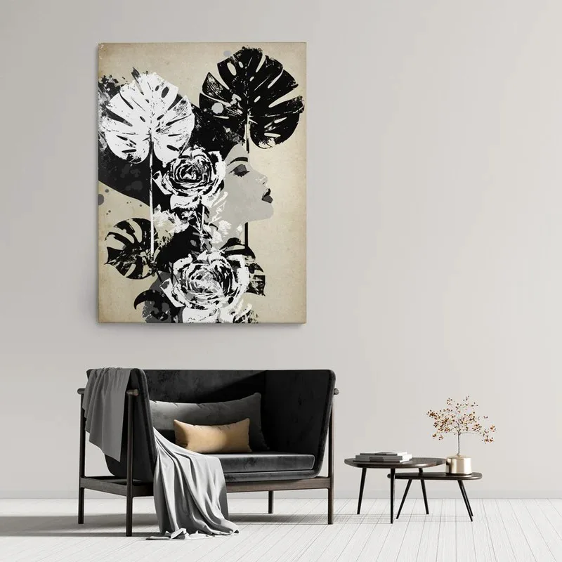 Πινακας σε καμβά FLORAL WOMAN PROFILE