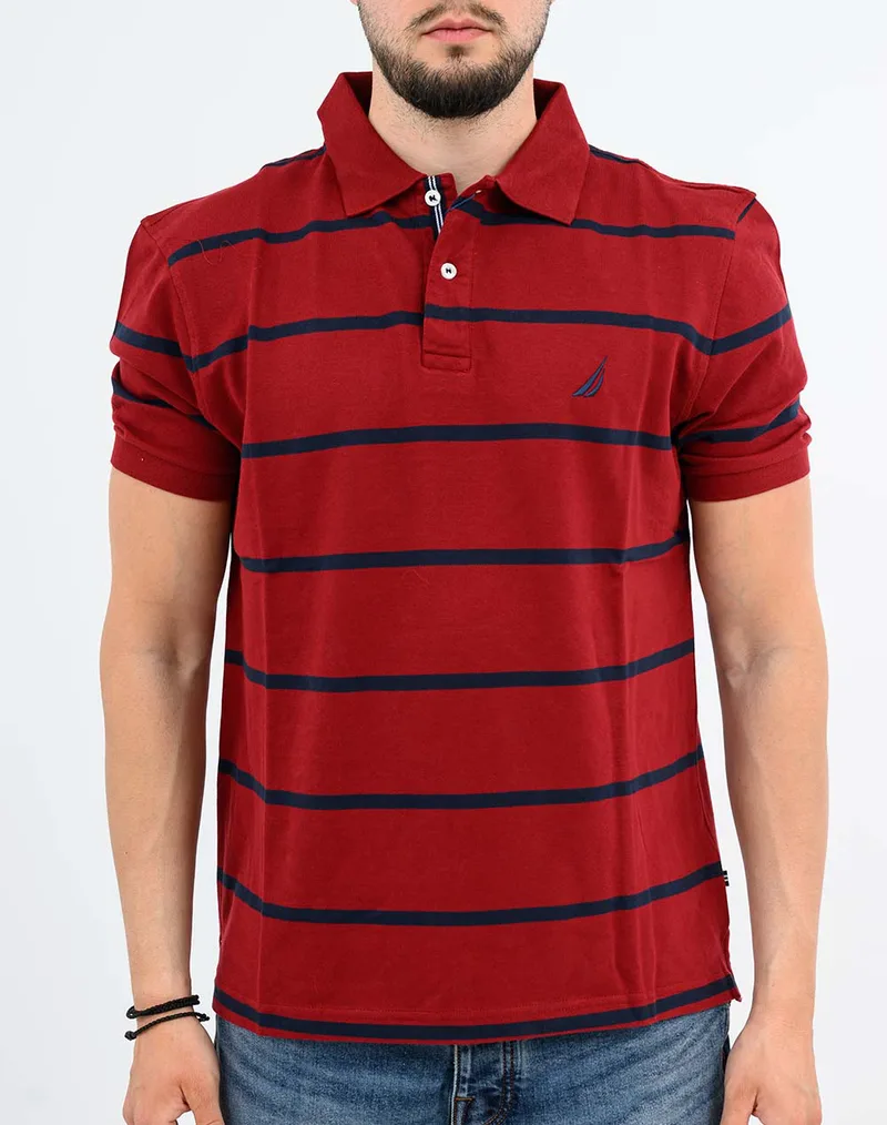 NAUTICA ΜΠΛΟΥΖΑ ΠΟΛΟ ΚΜ Hull Polo Shirt 3NCN1CR0122-807 DarkRed