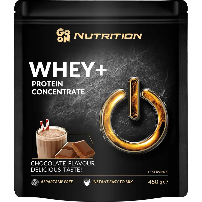 Go On Nutrition Whey+ Concentrate Protein Chocolate Συμπλήρωμα Διατροφής Ροφήματος Συμπυκνωμένης Πρωτεΐνης Ορού Γάλακτος WPC Υψηλής Ποιότητας για Αύξηση Μυϊκής Μάζας με Υπέροχη Γεύση Σοκολάτα 450g