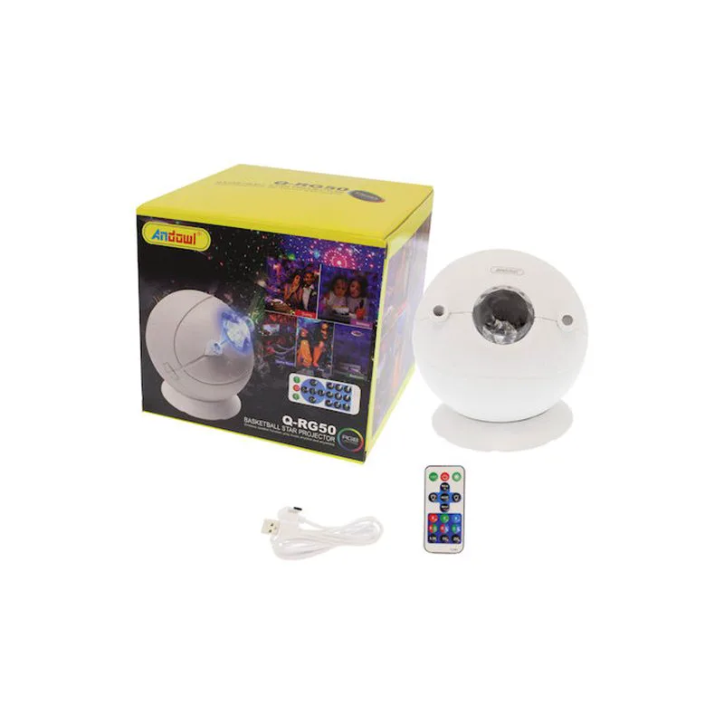 Andowl Bluetooth Διακοσμητικό Φωτιστικό με Φωτισμό RGB Party Light LED σε Λευκό Χρώμα