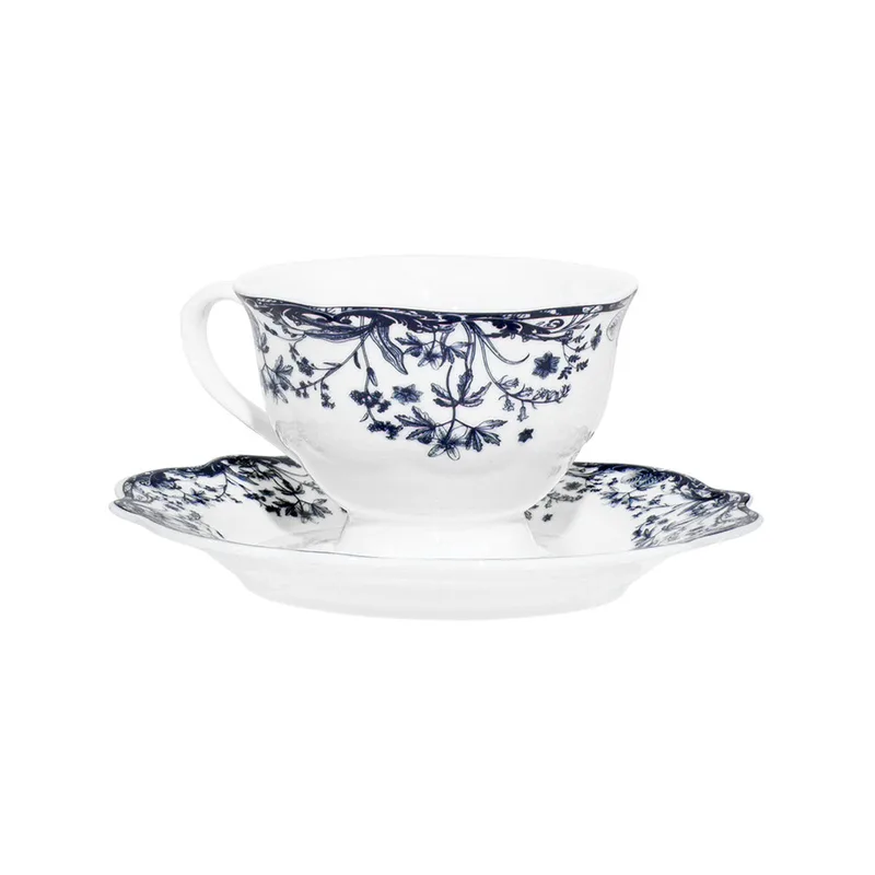 Φλυτζάνι Τσαγιού Πορσελάνης 220ml Reverie Blue Estia 07-38830 (Σετ 6 Τεμάχια) (Υλικό: Πορσελάνη, Χρώμα: Μπλε) - estia - 07-38830