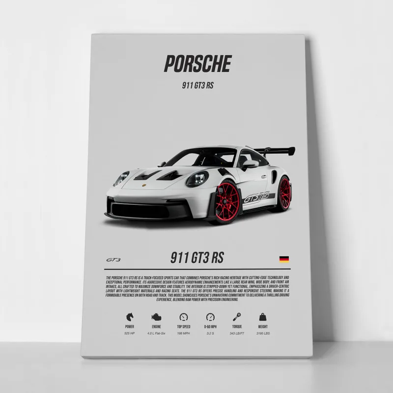 Πινακας σε καμβά PORSCHE 911 GT3 RS WHITE