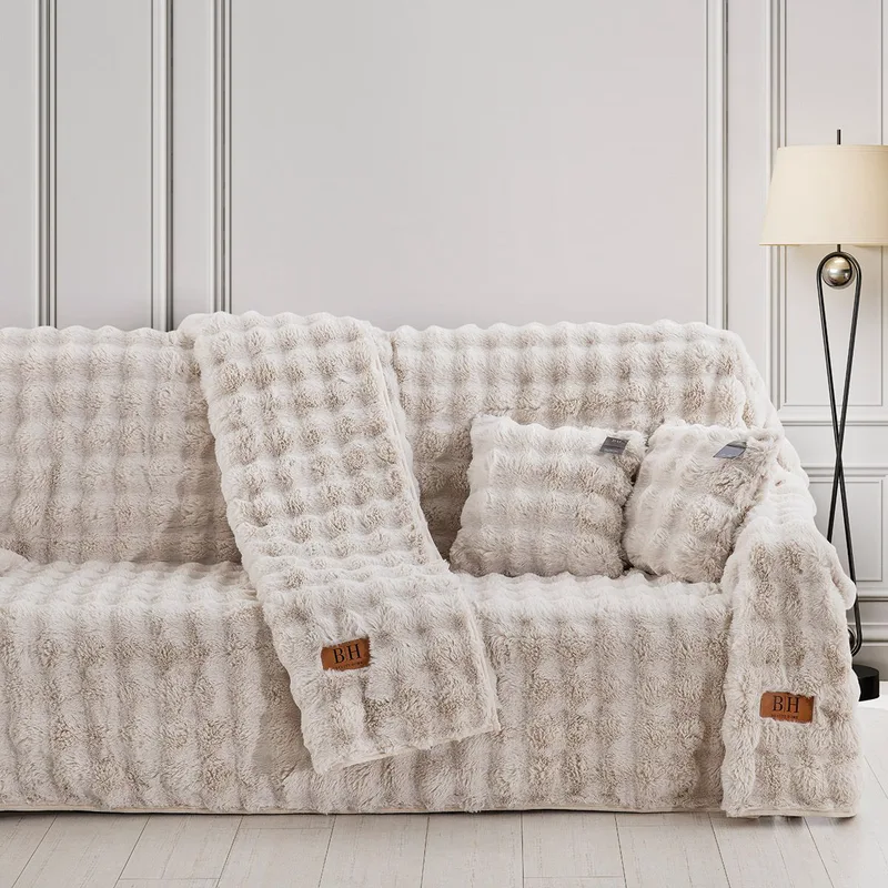 Beauty Home Γούνινο ριχτάρι Διθέσιο Art 8723 180x250 Εκρού