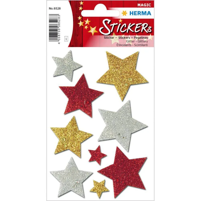 Αυτοκόλλητα Herma No 6528 Stars Glitter Πολύχρωμα