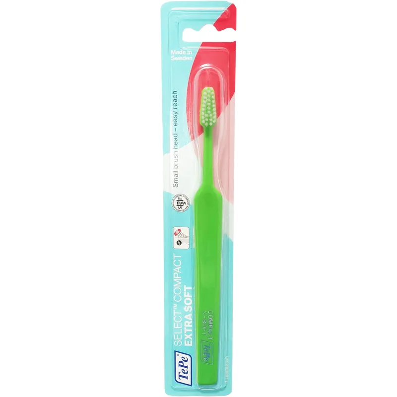 TePe Select Compact Extra Soft Toothbrush Πολύ Μαλακή Οδοντόβουρτσα για Αποτελεσματικό Καθαρισμό & Προστασία των Ούλων 1 Τεμάχιο - Πράσινο