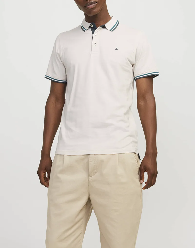 JACK&JONES ΜΠΛΟΥΖΑ ΑΝΤΡΙΚΗ JJEPAULOS POLO SS NOOS 12136668-MoonbeamPLAY Ecru