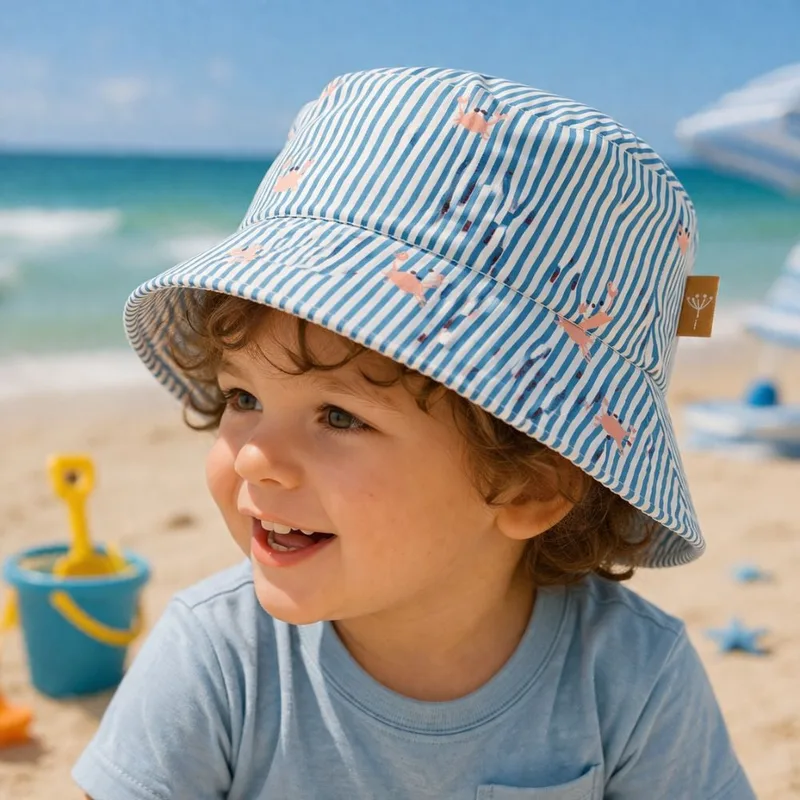 Καπέλο Bucket Fresk Stripes & Crabs Διπλής Όψης Με Προστασία UVA-UVB