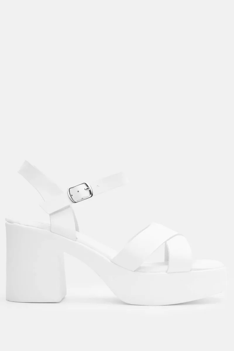 LUIGI DESIGN - Πέδιλα Flatform με Χιαστί Λουράκια & Μπαρέτα - Λευκό