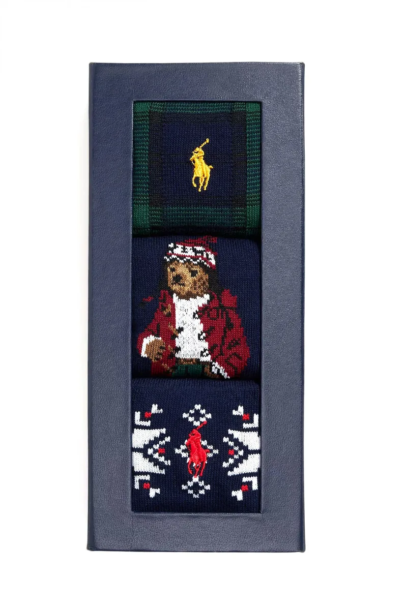 RALPH LAUREN ΚΑΛΤΣΕΣ 3 PAIRS ARCTIC BEAR GIFT BOX ΜΠΛΕ-ΠΡΑΣΙΝΟ