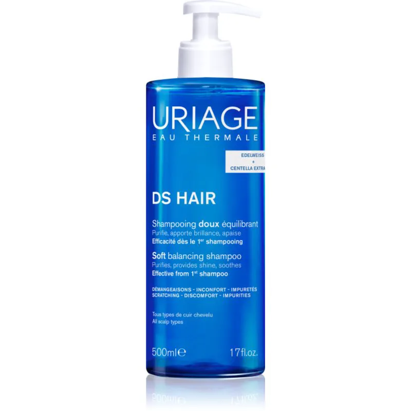 Uriage DS HAIR Soft Balancing Shampoo καθαριστικό σαμπουάν για ευαίσθητο δέρμα της κεφαλής 500 ml
