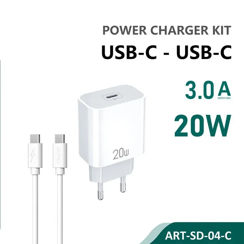 Siipro 20W USB-C Charger &amp; Cable USB-C White (SD-04-C)