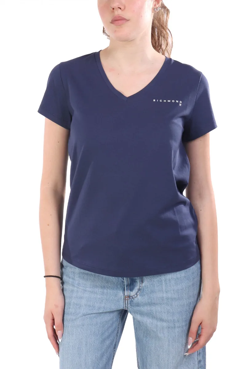RICHMOND X T-SHIRT TROCIE V-NECK LOGO ΜΠΛΕ