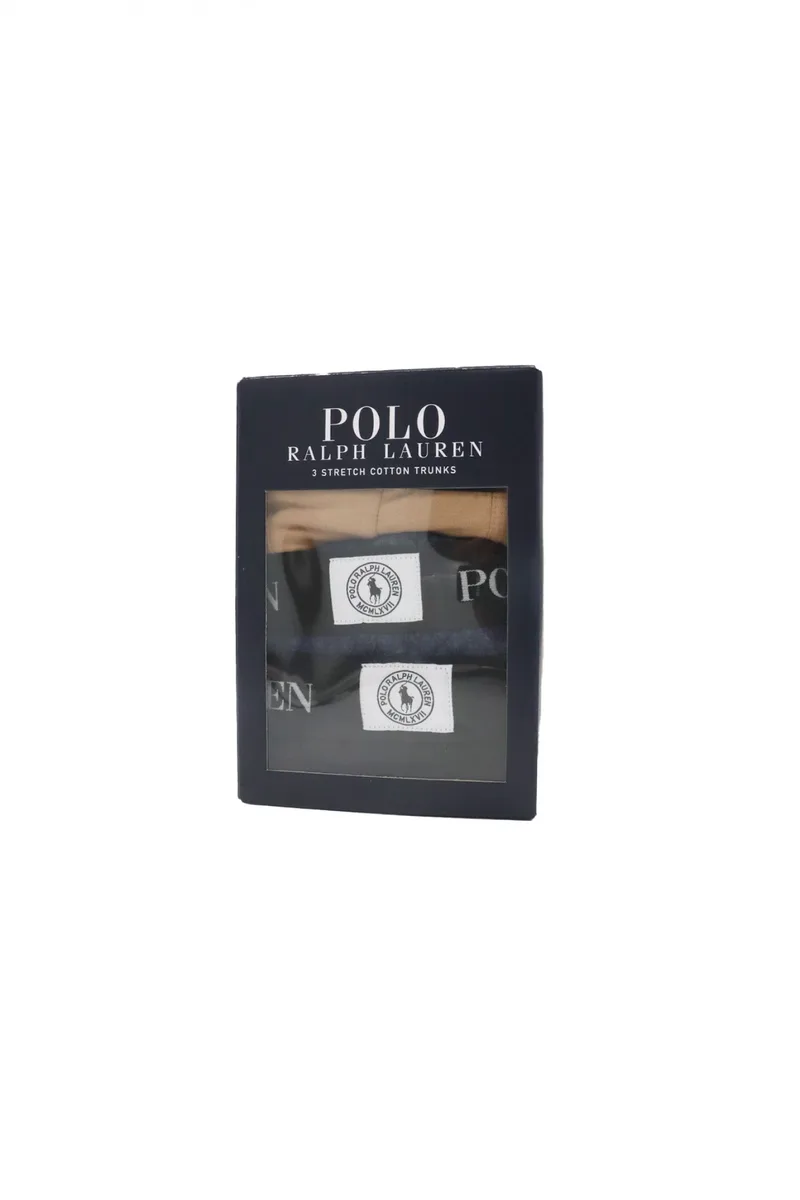 RALPH LAUREN UNDERWEAR ΕΣΩΡΟΥΧΟ ΣΕΤ 3PACK STRETCH COTTON TRUNK ΜΠΛΕ-ΜΠΕΖ-ΜΑΥΡΟ