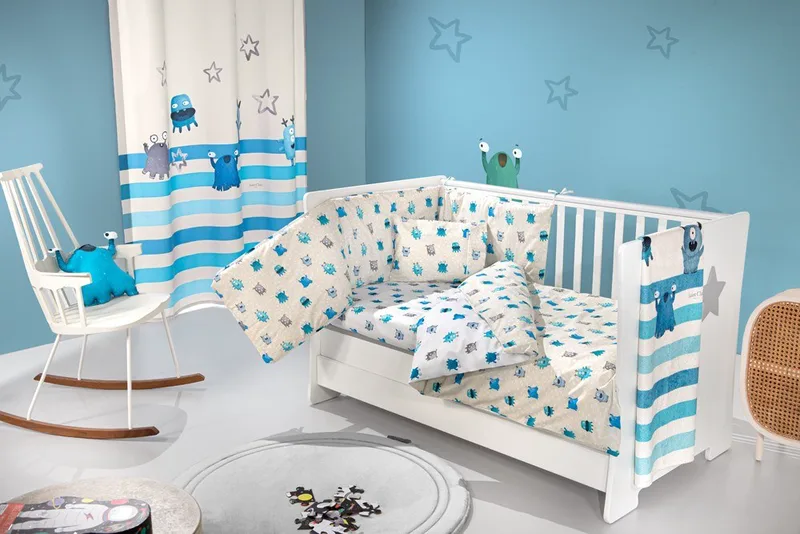 Σετ Σεντόνια Κούνιας 3 Τεμαχίων Saint Clair Monsters Blue 115x170