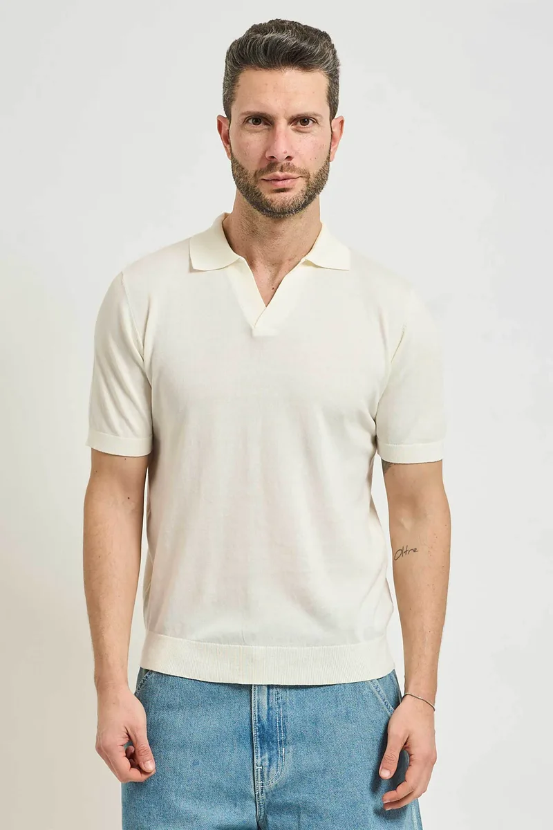 Seinse ανδρική μπλούζα πόλο με open-collar Regular Fit - ME3187SS 126 Υπόλευκο