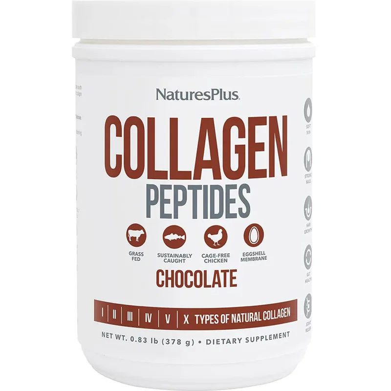 Natures Plus Collagen Peptides Συμπλήρωμα Διατροφής Πεπτιδίων Κολλαγόνου σε Μορφή Σκόνης για Υγιή Μαλλιά, Δέρμα, Νύχια & Αρθρώσεις με Γεύση Σοκολάτα 378g
