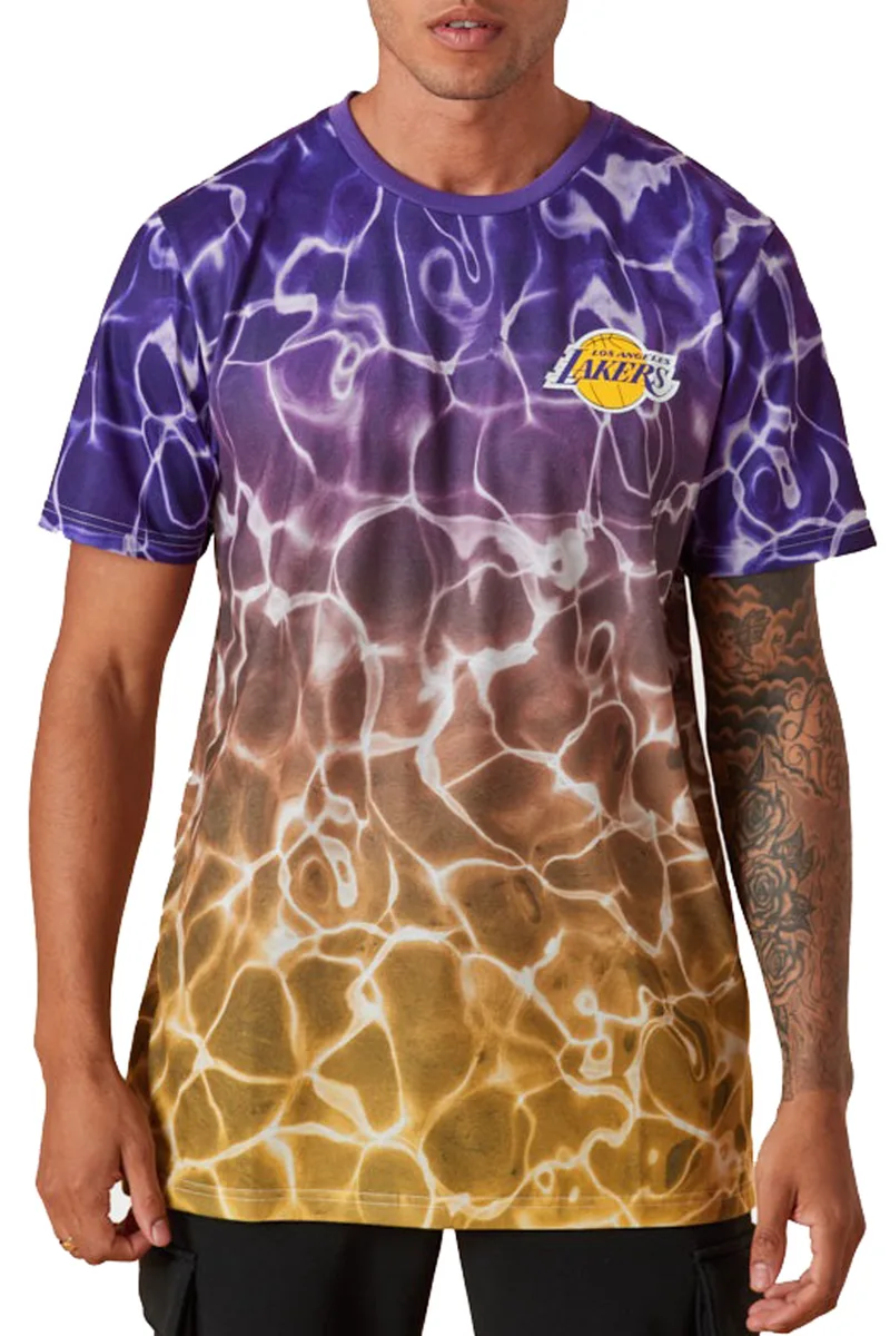 Μπλούζα Κοντομάνικη New Era LA Lakers NBA Team Colour Water Print 13083896-100 Ανδρικό