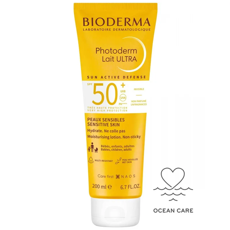 Bioderma Photoderm Lait Ultra Spf50+ Moisturising Lotion Αντηλιακό Γαλάκτωμα Προσώπου, Σώματος Πολύ Υψηλής Προστασίας για Ευαίσθητες Επιδερμίδες 200ml