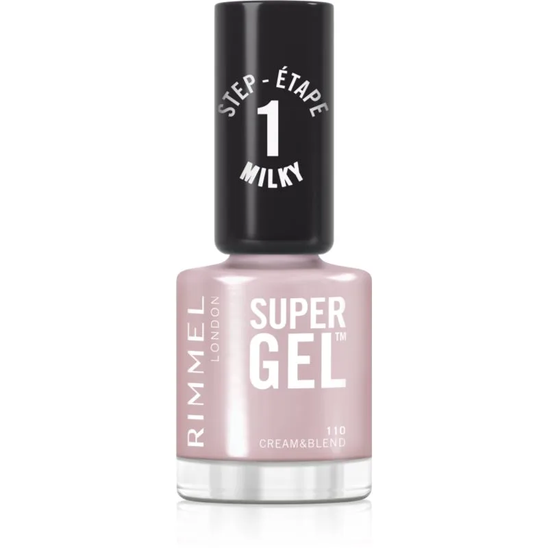 Rimmel Super Gel τζελ βερνίκι νυχιών χωρίς τη χρήση των UV/LED λαμπτήρων απόχρωση 110 Cream & Blend 12 ml