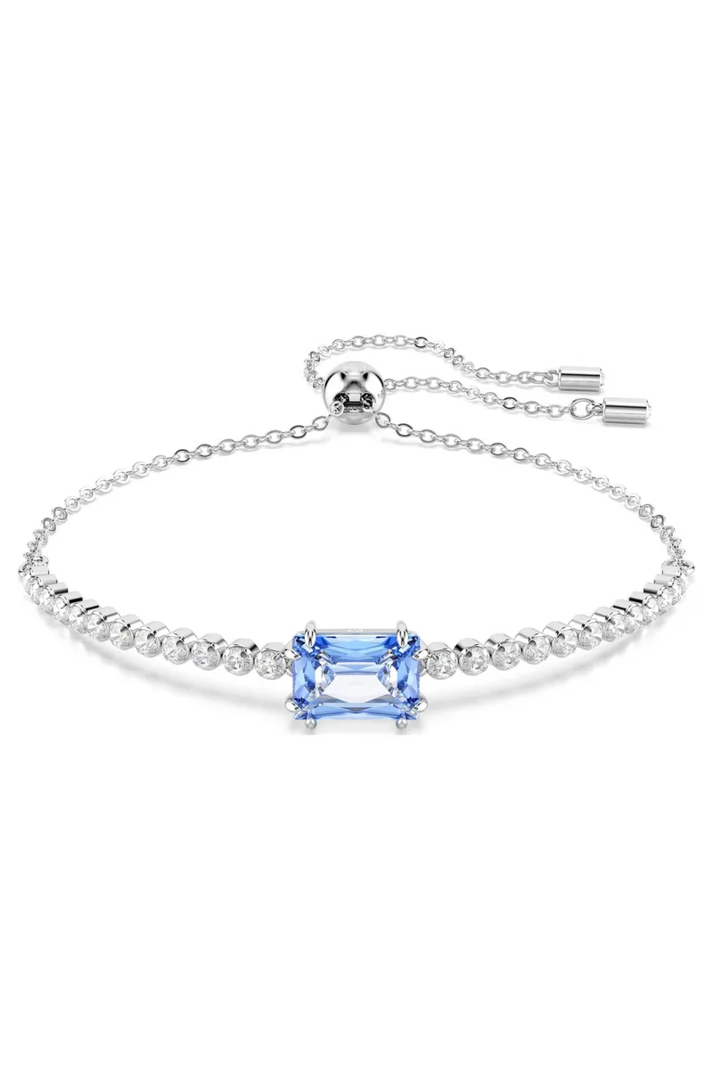 Swarovski γυναικείο βραχιόλι μίξη κοπών, μπλε, επιμετάλλωση ροδίου "Matrix" - 5693412