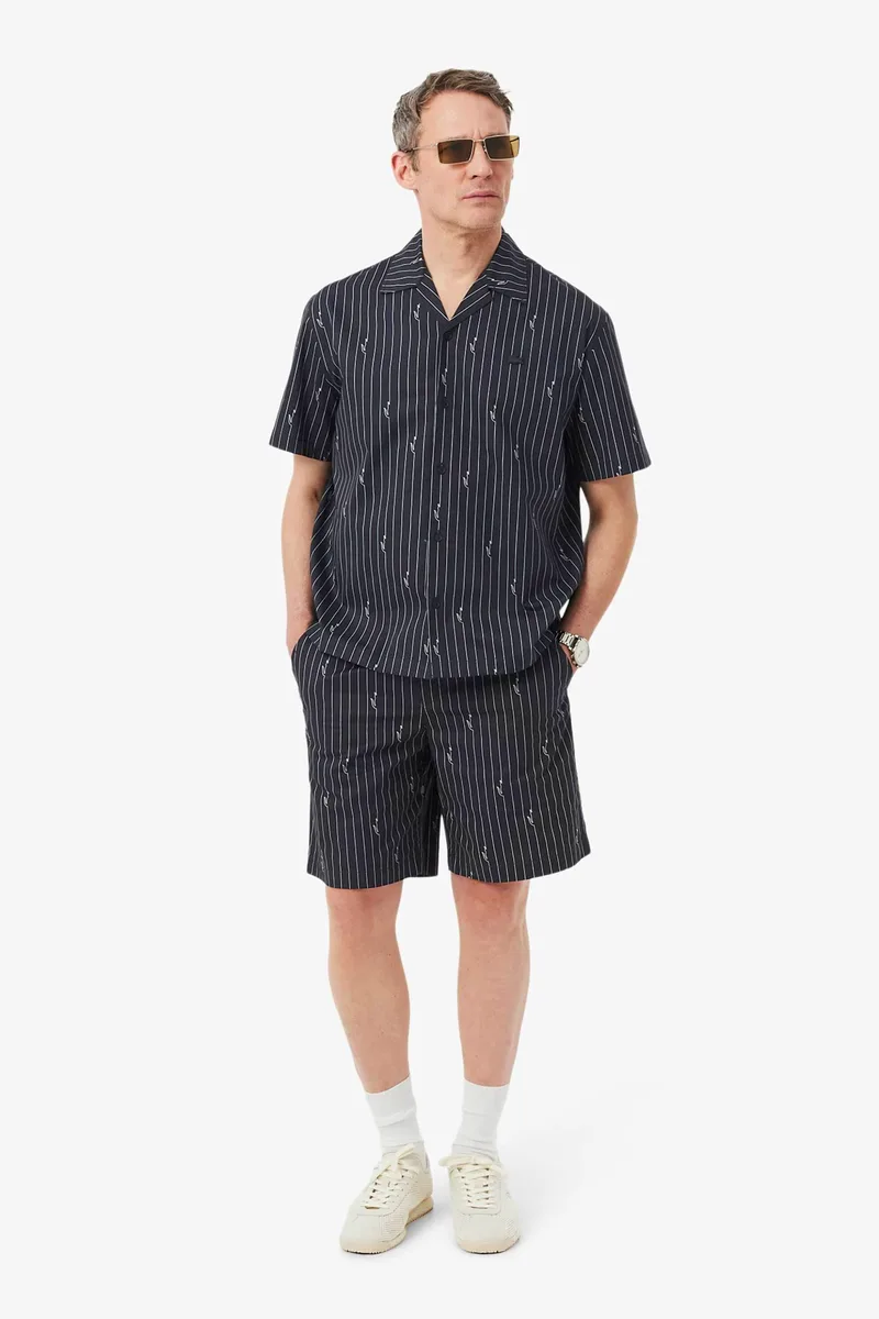 Lacoste ανδρική βερμούδα με ριγέ σχέδιο και ελαστική μέση Relaxed Fit - GH1964 Μπλε Σκούρο