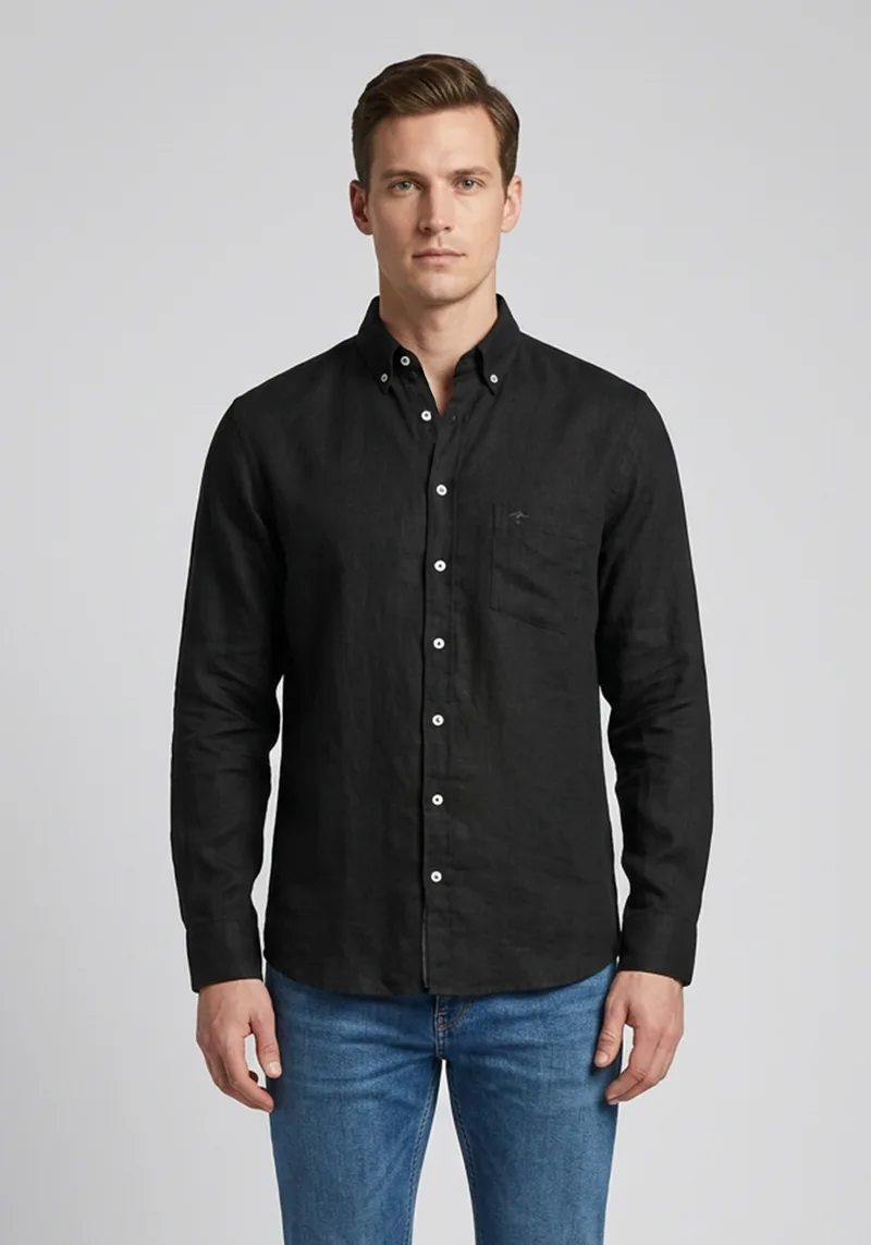 Fynch Hatton Πουκάμισο Linen - 1613 6000 999 Black