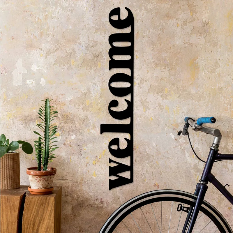 Μεταλλικό Διακοσμητικό Τοίχου Welcome-5 891Tnl3598 18x98 cm