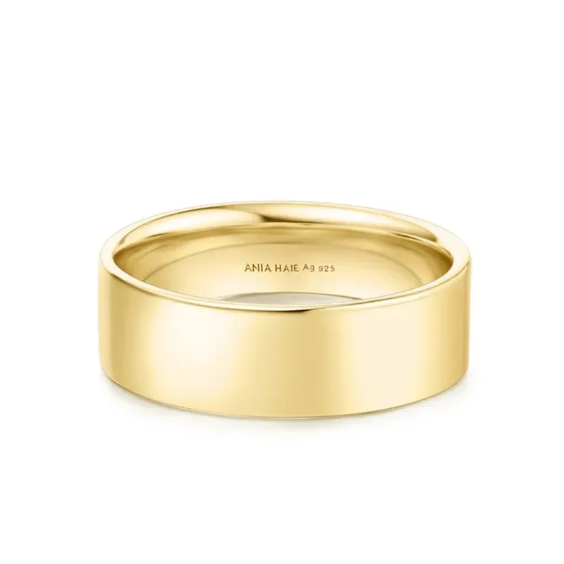Επίχρυσο πλακέ δαχτυλίδι Ania Haie 925 Smooth Band R064-04G R064-04G Ασήμι