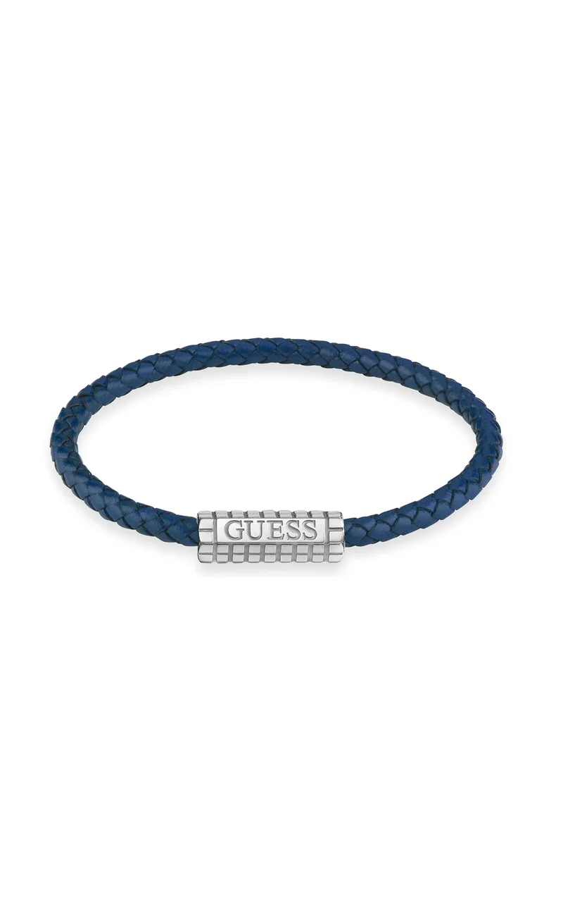 GUESS STEEL MARE MAGNUM JUMB05035JWSTJBL Βραχιόλι Μπλε Δερμάτινο Με Λογότυπο