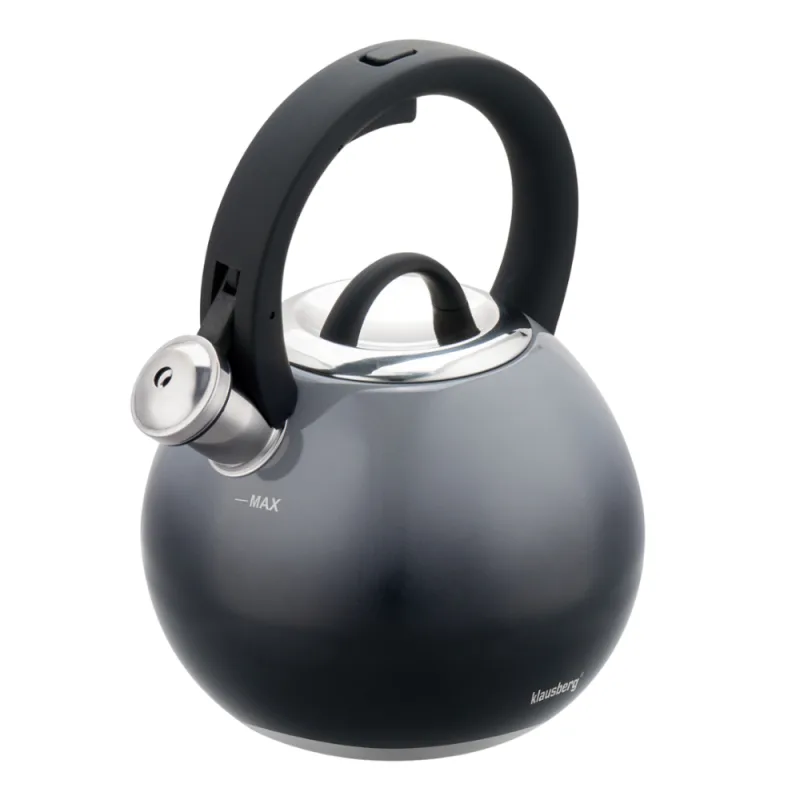 Σφυρίζοντας βραστήρας Klausberg KB 7955, 3l, Θερμομονωμένη λαβή, Πολυστρωματικός πυθμένας, Επαγωγή, Σκούρο γκρι γραφίτης