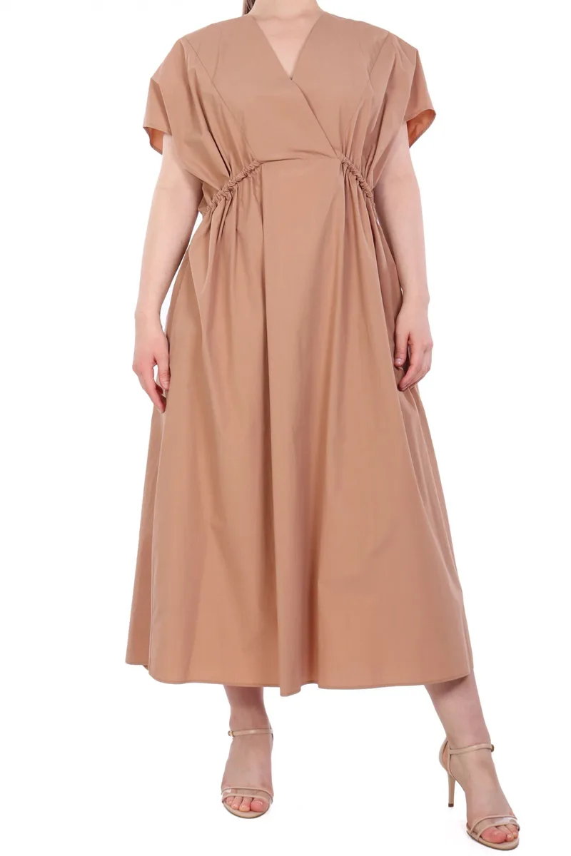 MAX MARA WEEKEND ΦΟΡΕΜΑ MIDI BLASONE V-NECK ΚΑΜΕΛ