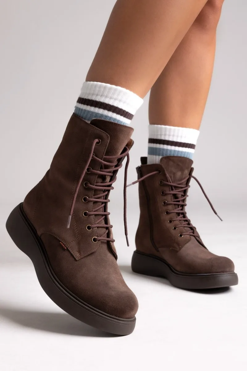 RAGAZZA Suede Lace-Up Ankle Boot - 0230 - Brown Suede