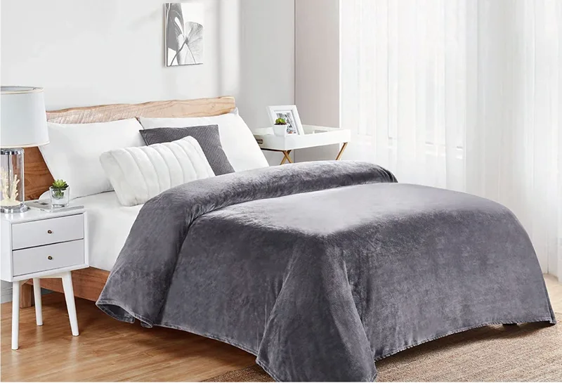 Κουβέρτα Fleece Υπέρδιπλη Dimcol Μονόχρωμη 06 Grey 220x240