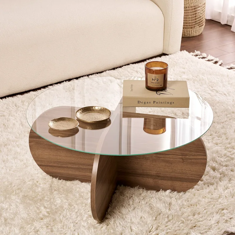 Τραπέζι Σαλονιού Aeris - Walnut, Transparent 668Nrd1105 (75x35x75)