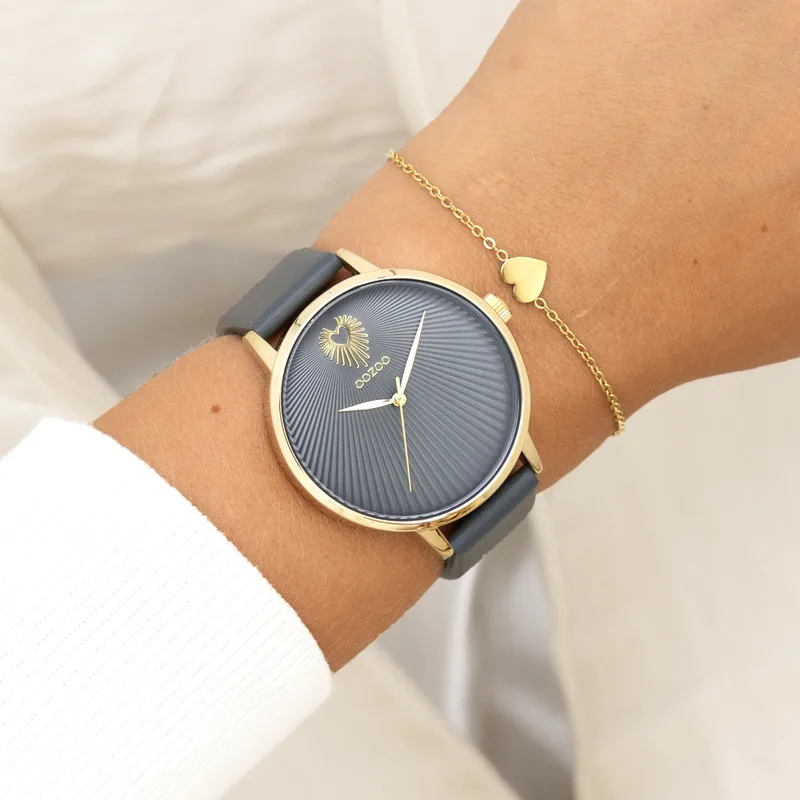 Γυναικείο Ρολόι OOZOO Timepieces με Γκρι Δερμάτινο Λουράκι