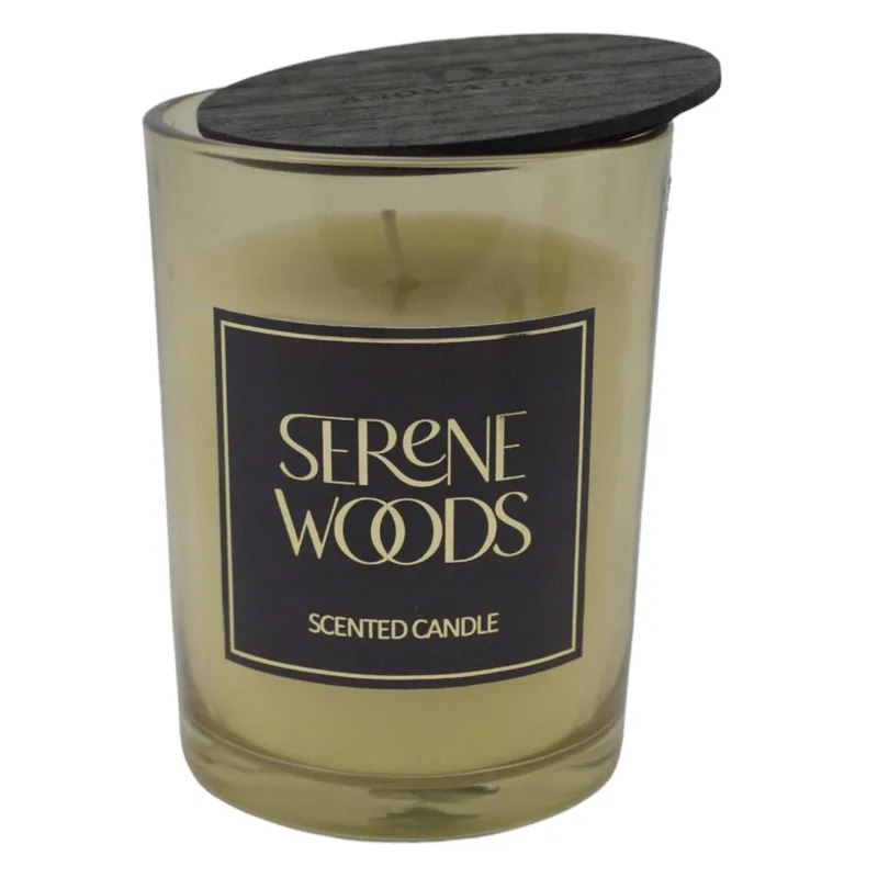 Αρωματικό Κερί Serene Woods Σε Γυάλινο Δοχείο Με Καπάκι 8x8x10.5cm