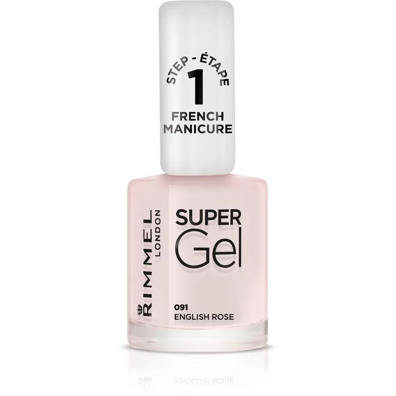 Rimmel Super Gel Step 1 Βερνίκι για γαλλικό μανικιούρ απόχρωση 091 English Rose 12 ml
